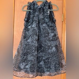 H&M Knee-length Dress Black/ Grey Chiffon High Halter Neck Sleeveless, size XS.